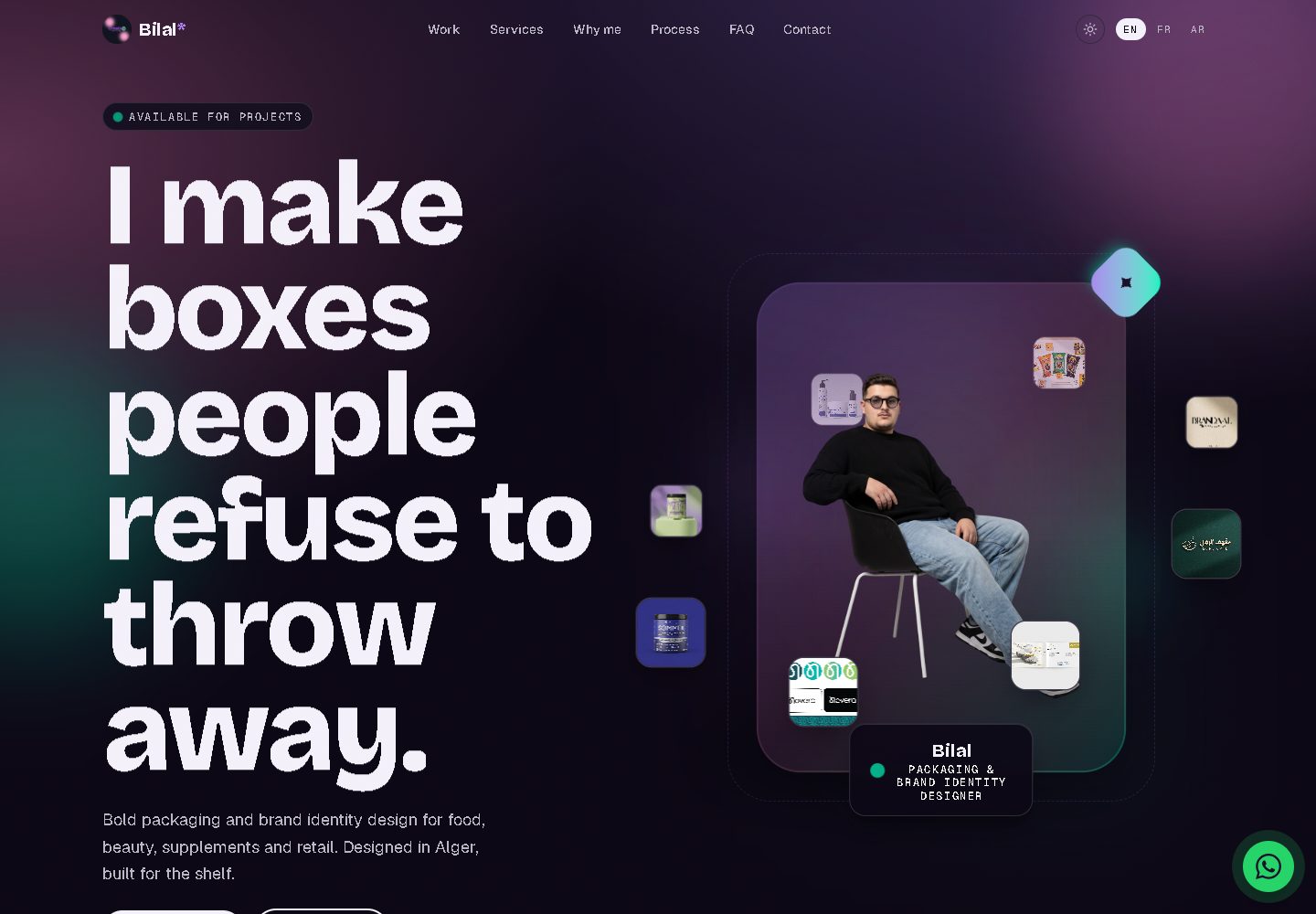 Portfolio de Bilal, designer packaging